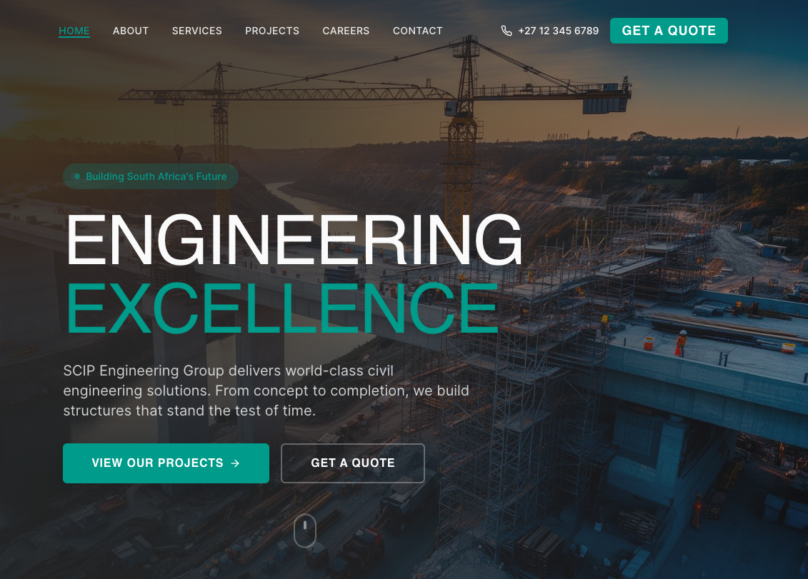 Example of website cover page